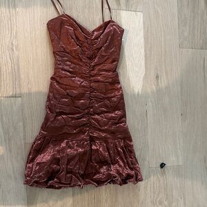 BCBGMaxAzria Ruched Rust Mini Dress